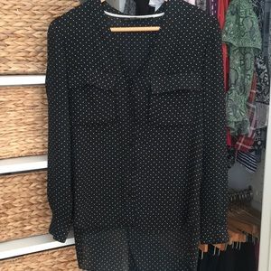 Zara Black and White Polka Dot Top